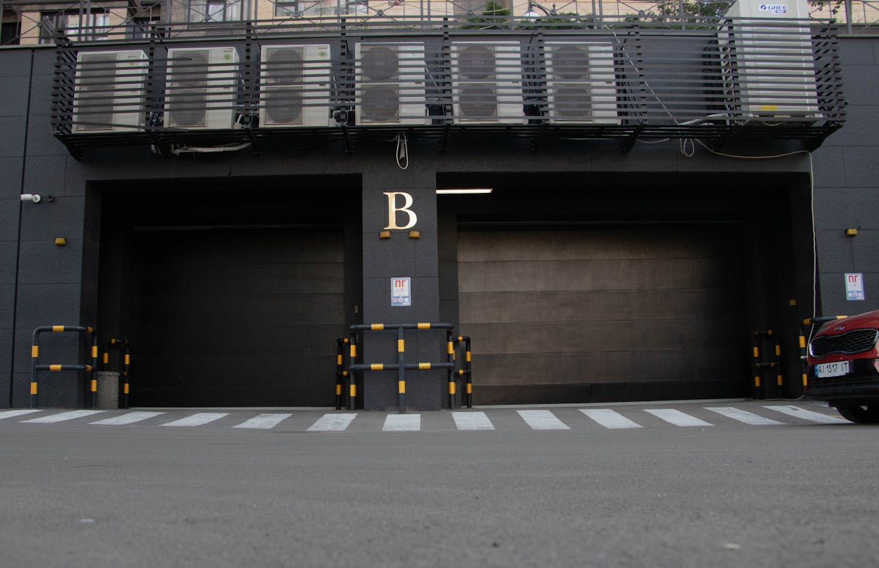 Zebra Crossing near Garage Doors